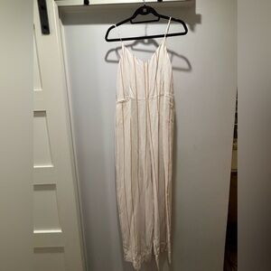 Anthropologie White and Orange Jumpsuit